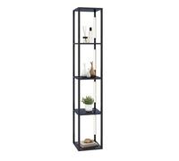 FANTASK Lampadaire avec étagère en Bois, étagère à Livres avec 3 Niveaux de lumière LED à intensité Variable et Barres LED pivotantes, étagère de Rangement avec Interrupteur à Pied et 4 étagères pour