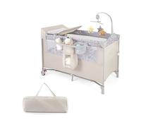 FANTASK Lit bébé Pliable 5 en 1 avec roulettes, Arche de Jeu et Matelas à Langer, lit de Voyage avec Matelas et Sac de Transport, lit de Voyage Mobile pour bébé jusqu'à 3 Ans (Beige)