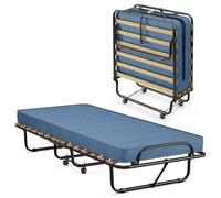 FANTASK Lit d'appoint Pliable avec Matelas en Mousse à mémoire de Forme, 80 x 190 cm, lit Simple Pliable, en métal, Stable, sur roulettes, pour Camping, Chambre d'amis, capacité de Charge maximale