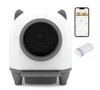 FANTASK Litière auto-nettoyante pour chat 80 l, avec contrôle automatique par application, contrôle des odeurs et sécurité du capteur 10 fois, avec sac poubelle et boîte d'aromathérapie pour plusieurs