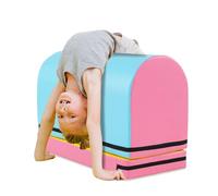 FANTASK Lot de 2 Blocs de Construction Souples 2 en 1 avec Tapis de Gymnastique pour Enfants à partir de 3 Ans, Tapis de Saut pour la Maison, la Salle de Sport ou l'école (Rose)