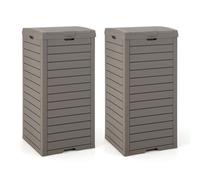FANTASK Lot de 2 poubelles d'extérieur - 118 l - avec Couvercle et bac à Liquide Extensible et poignée - pour véranda, arrière-Cour, terrasse (Marron)