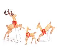 FANTASK Lot de 3 décorations de Noël à LED - Famille de Rennes - XXL - avec 255 lumières Blanches Chaudes - Cerf de Noël éclairé - Éclairage de Noël pour l'extérieur et l'intérieur