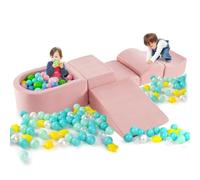 FANTASK Lot de 5 Blocs de Construction géants pour Enfants - en Mousse avec Piscine à balles - pour se défouler et escalader - en Mousse - pour Salle de Jeux, Chambre d'enfant - Rose