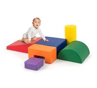 FANTASK Lot de 6 Blocs de Construction géants en Mousse pour Enfants - pour escalader et Glisser - Grands Blocs de Construction Multicolores pour bébés Tout-Petits (Rouge + Orange)