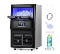 FANTASK Machine à glaçons commerciale 25-30 kg/24h, machine à glace en acier inoxydable avec auto-nettoyage et filtre à eau, autoportante/sous-comptoir pour la maison, bar, restaurant