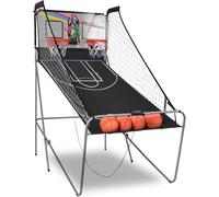FANTASK Machine de Basket-Ball électrique 8 en 1, Pliable, Pompe à air et 8 Modes de Jeu, Machine de tir avec 4 balles, Jeux d'arcade pour Enfants, Gris