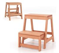 FANTASK Marchepied Pliable à 2 marches en Bois d'épicéa - Charge maximale : 250 kg - Échelle Domestique Naturelle pour Le Jardin - 50 x 39 x 45 cm