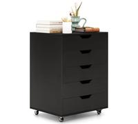 FANTASK Meuble à roulettes avec roulettes et 5 tiroirs - Armoire à tiroirs mobile - Commode de bureau - Meuble de classement - Armoire à roulettes pour la maison et le bureau (noir)
