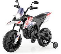 FANTASK Moto électrique pour Enfant de 3 à 8 Ans - 12 V - 5,5 à 6 km/h - avec Roues stabilisatrices, Musique et phares - Noir et Blanc