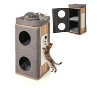FANTASK Niche pour Chat à 3 étages avec griffoir et 3 Tapis - Tonneau de Jeu pour Chats jusqu'à 20 kg - Arbre à Chat