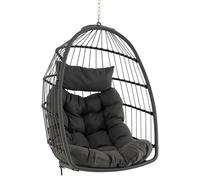 FANTASK Panier Suspendu Pliable en rotin synthétique avec Coussin Doux, siège Suspendu avec Accessoires de Suspension et balançoire Suspendue, Fauteuil, Chaise Suspendue pour l'intérieur et