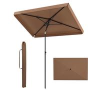 FANTASK Parasol de balcon, 210 x 130 cm, rectangulaire, avec sac de transport, pliable des deux côtés à 30°, parasol de balcon, de terrasse, pour balcon, jardin, terrasse (marron)