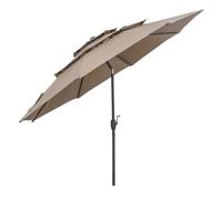 FANTASK Parasol de jardin de 300 cm - Coupe-vent - Stable - Pliable des deux côtés à 30 °C - Avec manivelle - Protection UV - Parasol de balcon ventilé - Pour terrasse, jardin - Marron clair