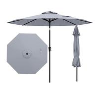 FANTASK Parasol de jardin, de terrasse, de balcon, avec manivelle et 8 baleines, pliable des deux côtés à 35 ° (gris)
