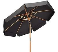 FANTASK Parasol de jardin en bois de 300 cm - Protection UV - Pliable des deux côtés à 30 ° - Gris, gris, 300 cm, Moderne