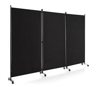 FANTASK Paravent à roulettes en Tissu - Paravent Pliable en 3 Parties - Brise-Vue pour Plus de flexibilité et d'intimité - Noir