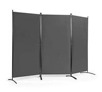 FANTASK Paravent Mural à 3 Panneaux - 260 x 183 cm - Pliable - avec Dessous réglables - en métal et Polyester - pour la Maison, Le Bureau, la terrasse - Gris