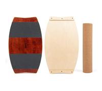 FANTASK Planche d'équilibre en bois de bouleau de 15 mm avec rouleau en liège de 10 cm, pour enfants et adultes, planche de surf d'intérieur pour surf, ski, snowboard, entraînement de skateboard