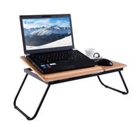 FANTASK Plateau de lit Pliable en MDF et métal pour Ordinateur Portable - Pliable - Hauteur réglable sur 4 Positions - 55 x 32 x 23 cm - Naturel