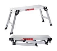 FANTASK Plateforme de Travail Pliable en Aluminium avec serrures de sécurité, marchepied - Capacité de Charge de 150 kg - avec Tapis antidérapants - Escabeau pour Atelier, Maison, Bureau et Garage