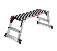 FANTASK Plateforme de Travail Pliable en Aluminium jusqu'à 150 kg, marchepied avec Tapis antidérapants et serrures de sécurité, escabeau pour la Maison, Le Bureau, l'atelier et Le Garage, argenté