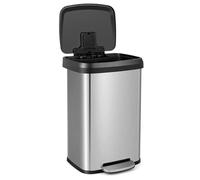 FANTASK Poubelle de cuisine - 50 l - Avec couvercle à fermeture douce - En acier inoxydable et plastique argenté - Système de tri sélectif avec compartiment désodorisant