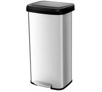 FANTASK Poubelle de cuisine à pédale avec couvercle à fermeture douce - 68 l - Poubelle argentée en acier inoxydable et plastique - Système de tri sélectif avec compartiment désodorisant