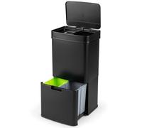 FANTASK Poubelle électrique 72 l, 4 compartiments, systèmes de tri des déchets avec capteur 2 x 11 l + 3,5 l + 46,5 l, poubelle électrique à fermeture douce, poubelle de cuisine pour cuisine, bureau