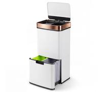 FANTASK Poubelle électrique 72 l à 4 compartiments, système de tri des déchets avec capteur 2 x 11 l + 3,5 l + 46,5 l, poubelle électrique à fermeture douce, poubelle de cuisine pour cuisine, bureau