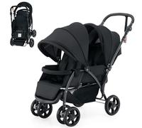 FANTASK Poussette pliable pour jumeaux avec dossier réglable et capot, pour bébé à partir de 6 mois, charge maximale de 30 kg