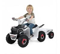 FANTASK Quad électrique pour Enfant, 6 V, 2 à 3 km/h, avec Phare, Fonction Avant et arrière, avec remorque Amovible, pour garçons et Filles à partir de 3 Ans, Blanc