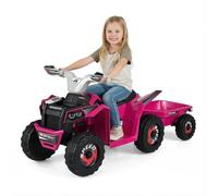 FANTASK Quad électrique pour Enfant, 6 V, 2 à 3 km/h, avec Phare, Fonction Avant et arrière, avec remorque Amovible, pour garçons et Filles à partir de 3 Ans, Rose