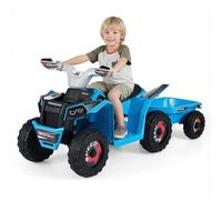 FANTASK Quad électrique pour Enfant, 6 V, 2 à 3 km/h, avec Phare, Fonction Avant et arrière, avec remorque Amovible, pour garçons et Filles à partir de 3 Ans, Bleu