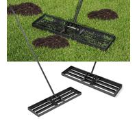 FANTASK Râteau de nivellement de pelouse avec poignée Ergonomique - en métal - pour Jardin, Golf et Jardin - Noir - 91 x 25 cm