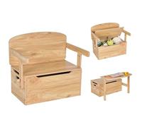 FANTASK Salon de Jardin 3 en 1 pour Enfant avec Banc, Espace de Rangement, Plafond et Coffre à Jouets, Table d'activité, Table pour Enfant en Bois, 60 x 34 x 57 cm (Naturel)