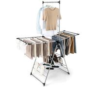 FANTASK Séchoir à Linge Pliable à 2 Niveaux avec Ailes réglables en Hauteur et étagère à Chaussures, Support de séchage pour l'intérieur et l'extérieur