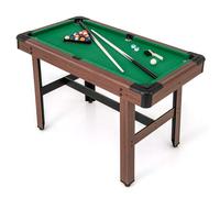 FANTASK Table de Billard en Bois avec Accessoires, Table de Piscine avec 2 queues, 2 craies, Triangle et Brosse, Jeu de Billard pour Enfants et Adultes, 122 x 61 x 76 cm