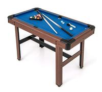 FANTASK Table de Billard en Bois avec Accessoires, Table de Piscine avec 2 queues, 2 craies, Triangle et Brosse, Jeu de Billard pour Enfants et Adultes, 122 x 61 x 76 cm
