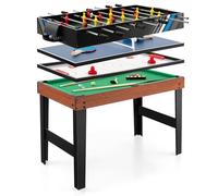 FANTASK Table de Jeu Multifonction 4 en 1 avec Football, airhockey et | Table de jeu multifonction avec accessoires pour salles de jeux, fêtes et bars - Amusant de jeu polyvalent pour tous les âges