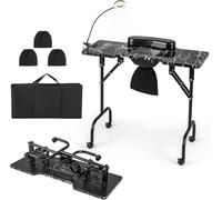 FANTASK Table de manucure pliable avec collecteur de poussière électrique, lampe LED
