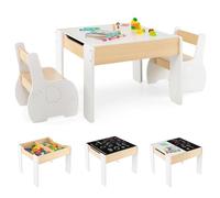 FANTASK Table pour Enfant 4 en 1 avec 2 chaises et Tableau Amovible, Ensemble de Meubles pour Enfants 3 pièces avec Espace de Rangement