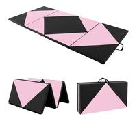FANTASK Tapis de gymnastique, de fitness, de yoga, de gymnastique, pliable, 240 x 120/300 x 120 cm (noir + rose)