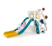 FANTASK Toboggan 6 en 1 pour enfant avec panier de basket, télescopique, espace de rangement et marches antidérapantes, toboggan pour l'intérieur et l'extérieur pour garçons et filles à partir de 1 an