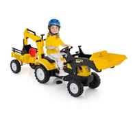 FANTASK Tracteur à pédale à partir de 3 Ans, remorque et Pelle de Tombe | Tracteur pour enfants comme chargeur de siège avec accessoires amovibles, jouet d'extérieur robuste pour jardin et cour