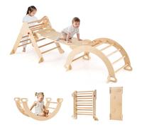 FANTASK Triangle d'escalade 4 en 1 avec Toboggan, Arche d'escalade, Rampe Double Face, Cadre d'escalade en Bois pour Escalade, Toboggan et balançoire, équerre Montessori pour à partir de 3 Ans