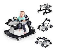 FANTASK Trotteur 4 en 1 avec hauteur et vitesse réglables, Baby Walker avec boîte à musique, lumières et roues, bébé à partir de 6 mois, charge maximale 12 kg (gris)