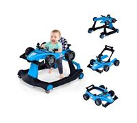 FANTASK Trotteur 4 en 1 pliable avec hauteur et vitesse réglables, en forme de voiture pour bébé, avec boîte à musique, lumières et roues, bleu