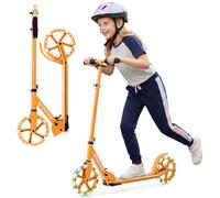 FANTASK Trottinette de Sport Pliable et réglable en Hauteur - Pratique - avec Roues LED et roulements à Billes ABEC-7 - Charge maximale : 100 kg - Orange