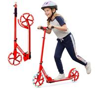 FANTASK Trottinette de Sport Pliable et réglable en Hauteur - Pratique - avec Roues LED et roulements à Billes ABEC-7 - Charge maximale : 100 kg - Rouge